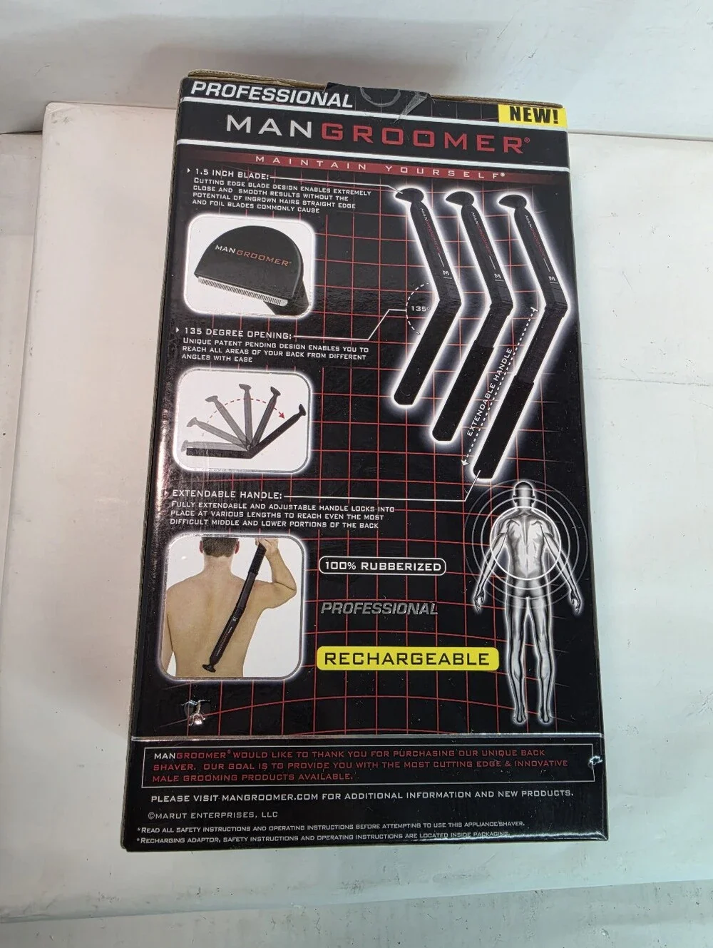 ManGroomer- Professional Do-It-Yourself Electric Back Hair Shaver-NIB